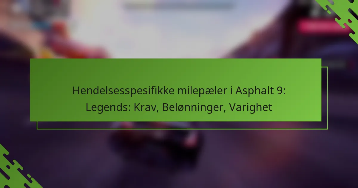 Hendelsesspesifikke milepæler i Asphalt 9: Legends: Krav, Belønninger, Varighet